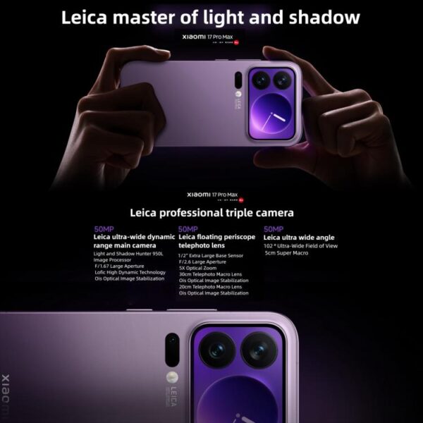 MPH4276_B15.jpg Xiaomi 17 Pro Max, 16GB+512GB, 3D Ultrasonic Fingerprint, 6.9 inch + 2.9 inch Xiaomi HyperOS 3 Snapdragon 8 Elite Gen 5 Octa Core, NFC, Network: 5G, 16GB+512GB