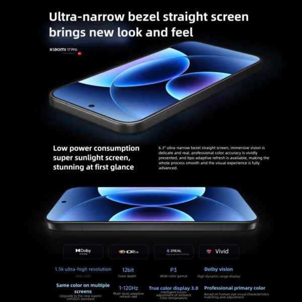 MPH4272_B9.jpg Xiaomi 17 Pro, 16GB+1TB, 3D Ultrasonic Fingerprint, 6.3 inch Xiaomi HyperOS 3 Snapdragon 8 Elite Gen 5 Octa Core, NFC, Network: 5G, 16GB+1TB